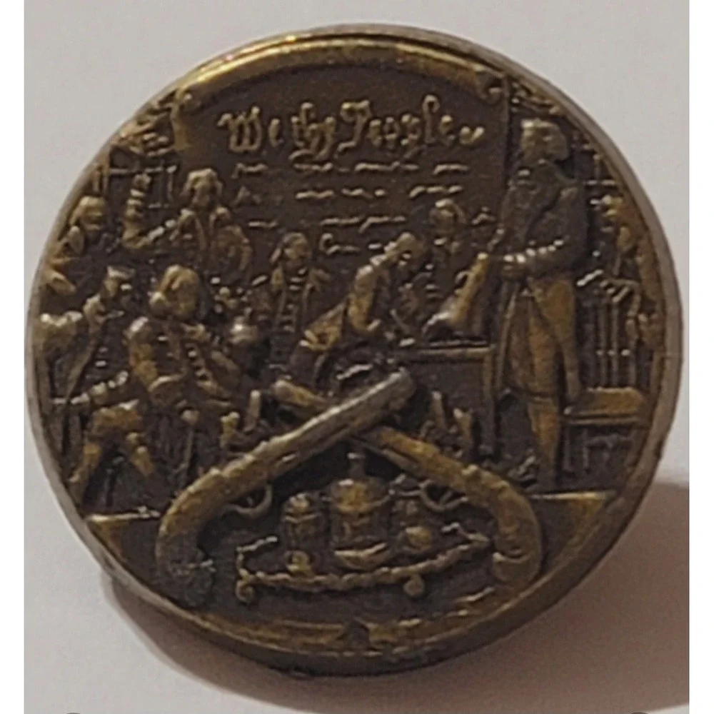 Vintage NRA We The People Constitution Signing Brass Tone Lapel Tie Pin Tack